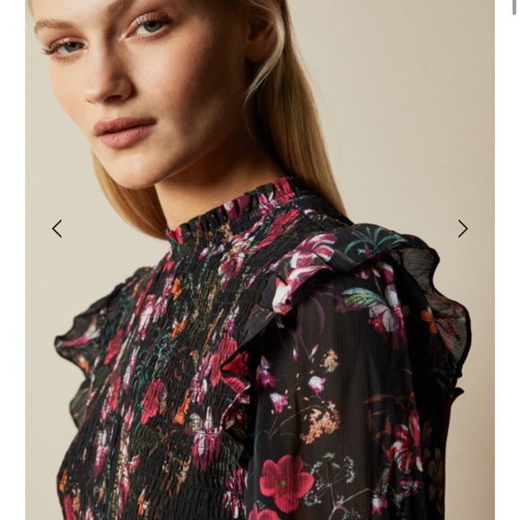 Ted Baker Enyya Fern Forest High Neck Smock Top 4 - Picture 6 of 6
